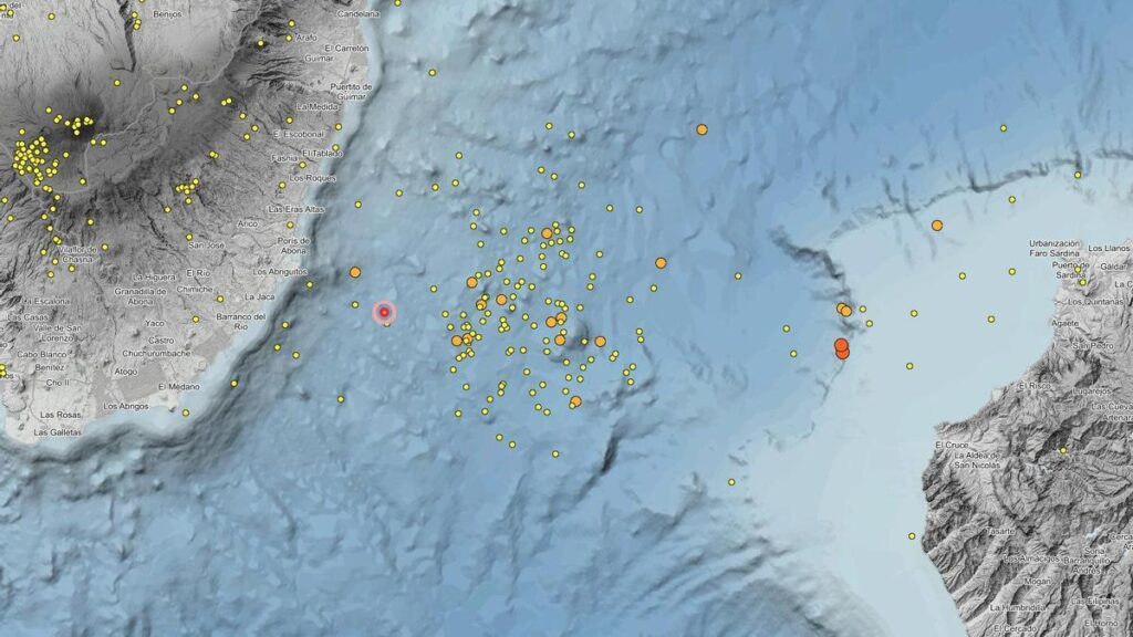 Imagen de los sismos entre Tenerife y Gran Canaria