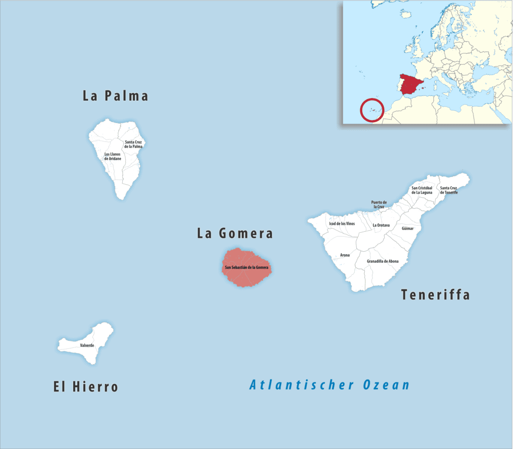 Mapa de La Gomera en las Islas Canarias